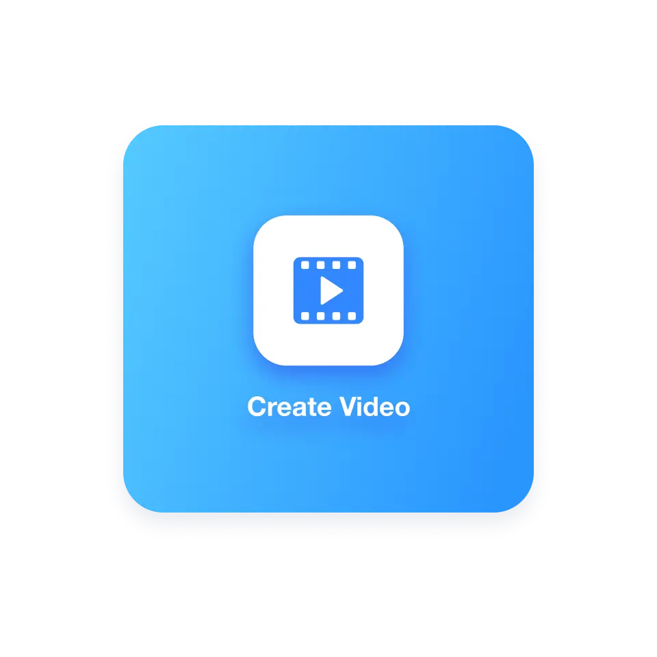 Infographic video creator project interface with a Create Video button on screen.